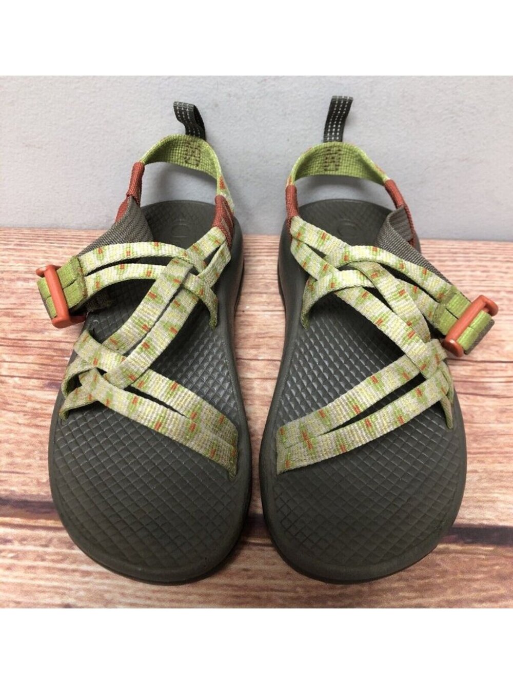 Chaco Kids Girls 13 ZX1 Ecotread Green/Orange Hiking Sport Sandals